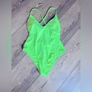 Neon yellow one piece swimsuit